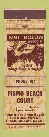 Matchbook Cover - Pismo Beach Court Motel CA low phone #