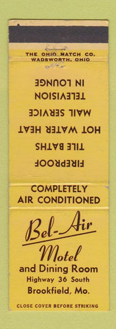Matchbook Cover - Bel Air Motel Brookfield MO