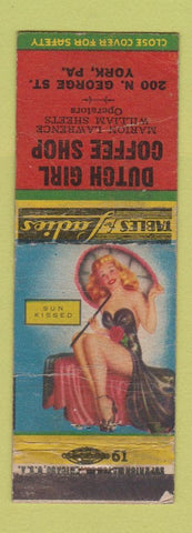 Matchbook Cover - Dutch Girl Coffee Shop York PA pinup WORN
