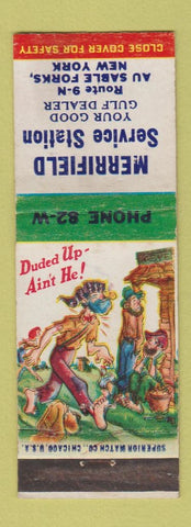 Matchbook Cover - Merrifield Gulf oil gas Au Sable Forks NY hillbillyX
