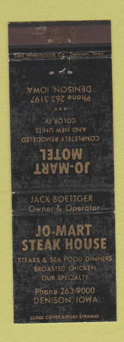 Matchbook Cover - Jo Mart Motel Steak House Denison IA WORN