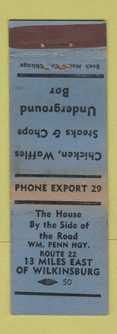 Matchbook Cover - House by the Side of the Road Wilkinsburg PA WORN