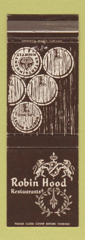 Matchbook Cover - Robin Hoods Restaurants Chicago IL Michigan City IN Duluth MN