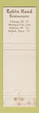Matchbook Cover - Robin Hoods Restaurants Chicago IL Michigan City IN Duluth MN