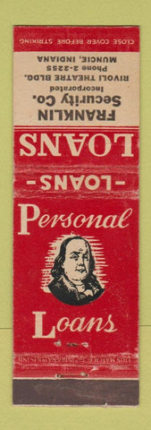 Matchbook Cover - Benjamin Franklin Security Loans Muncie IN WEAR