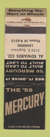 Matchbook Cover - 1959 Mercury Al Edwards Lansing MI WEAR