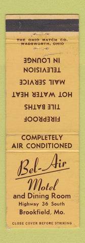 Matchbook Cover - Bel Air Motel Brookfield MO