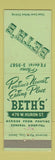 Matchbook Cover - Beth's Restaurant Pontiac MI