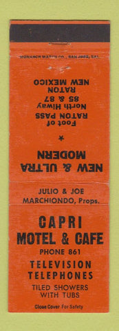 Matchbook Cover - Capri Motel Cafe Raton NM WEAR