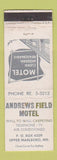 Matchbook Cover - Andrews Field Motel Upper Marlboro MD WORN