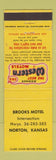 Matchbook Cover - Brooks Motel Best Western Norton KS