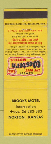 Matchbook Cover - Brooks Motel Best Western Norton KS