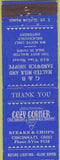 Matchbook Cover - Cozy Corner Ice Cream Cincinnati OH General Match 30s