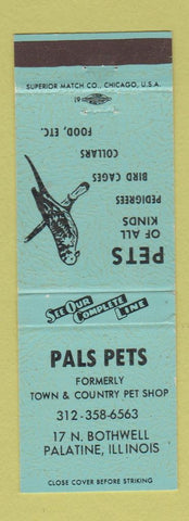 Matchbook Cover - Pals Pets Palatine IL BLUE