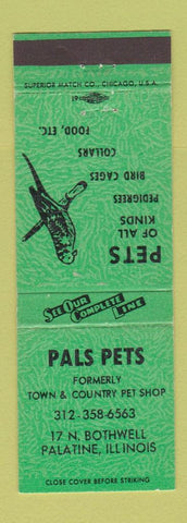 Matchbook Cover - Pals Pets Palatine IL GREEN