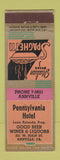 Matchbook Cover - Pennsylvania Hotel Annville PA ADVANCE