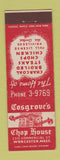 Matchbook Cover - Cosgrove's Chop House Worcester MA Federal