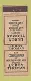 Matchbook Cover - Le Roy Thomas Election Northumberland County Federal