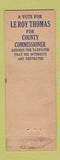 Matchbook Cover - Le Roy Thomas Election Northumberland County Federal