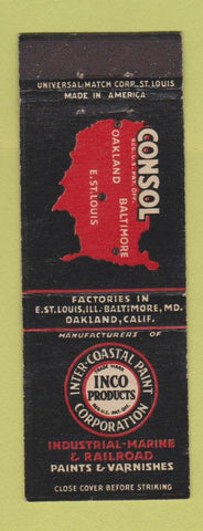 Matchbook Cover - Consol Inter Costal Paint Oakland CA East St Louis IL