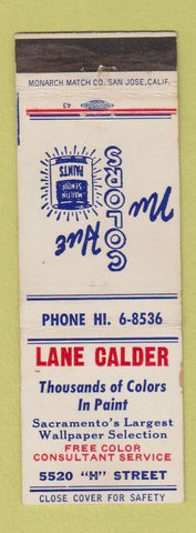 Matchbook Cover - Lane Calder Paints Martin Senour Sacramento CA