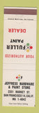 Matchbook Cover - Jeffress Hardware Paint San Francisco CA Fuller Paint