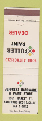 Matchbook Cover - Jeffress Hardware Paint San Francisco CA Fuller Paint