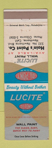 Matchbook Cover - DuPont Lucite Paint Hain's Hawthorne CA