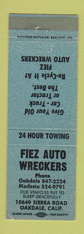 Matchbook Cover - Fiez Auto Wreckers Oakdale CA