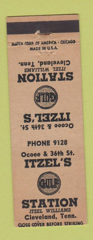 Matchbook Cover - Itzel's Gulf oil gas Cleveland TN