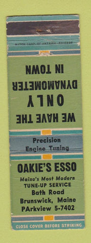 Matchbook Cover - Oakie's Esso oil gas Brunswick ME WORN