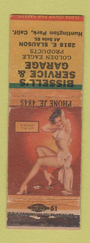 Matchbook Cover - Bissell's Golden Eagle oil gas Huntington Park CA pinup WORN