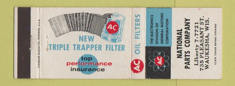 Matchbook Cover - AC Oil Filters Waukesha WI