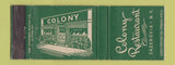 Matchbook Cover - Colony Restaurant Cazenovia NY WEAR
