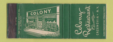 Matchbook Cover - Colony Restaurant Cazenovia NY WEAR