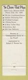 Matchbook Cover - Chase Park Plaza Hotel St Louis MO WEAR