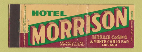 Matchbook Cover - Hotel Morrison Chicago IL Full Length