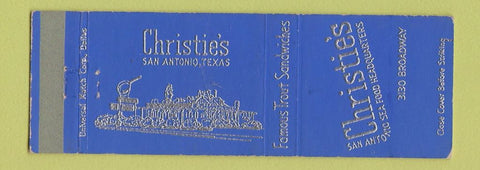 Matchbook Cover - Christie's Restaurant Trout Sandwiches Antonio TX