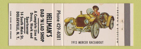 Matchbook Cover - Hellman's Dad n Lad Shop Men's Clothes Dolgeville NY