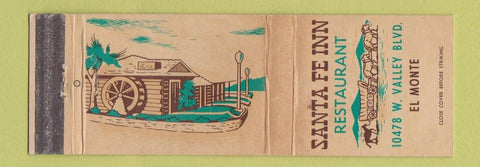 Matchbook Cover - Santa Fe Inn Restaurant El Monte CA WORN