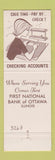 Matchbook Cover - First National Bank Ottawa IL Pay by Check Back