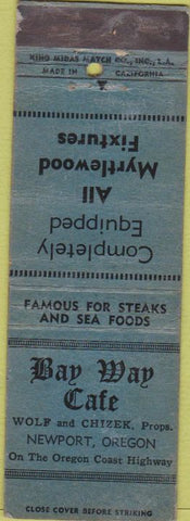 Matchbook Cover - Bay Way Cafe Newport OR King Midas WEAR