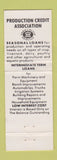 Matchbook Cover - Production Credit Agriculture Phoenix Wilcox Safford AZ