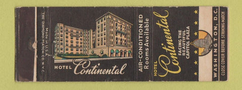 Matchbook Cover - Continental Hotel Washington DC