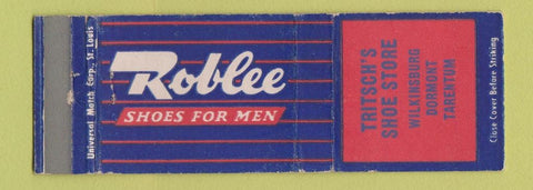 Matchbook Cover - Roblee Men's Shoes Tritsch's Wilkinsburg Dormont Taretum PA