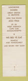 Matchbook Cover - Cape Half House  West Harwich MA