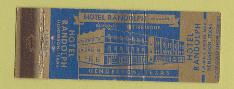 Matchbook Cover - Hotel Randolph Henderson TX WEAR