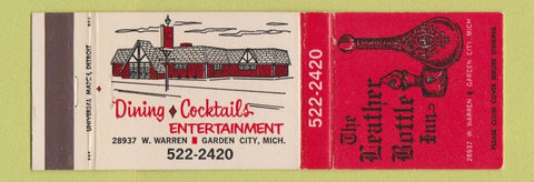 Matchbook Cover - The Leather Bottle Restaurant Garden City MI