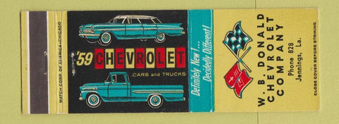 Matchbook Cover - 1959 Chevrolet WB Donald Jennings LA low phone #