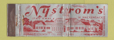 Matchbook Cover - Nystrom's North Hackensack NJ WORN Full Length